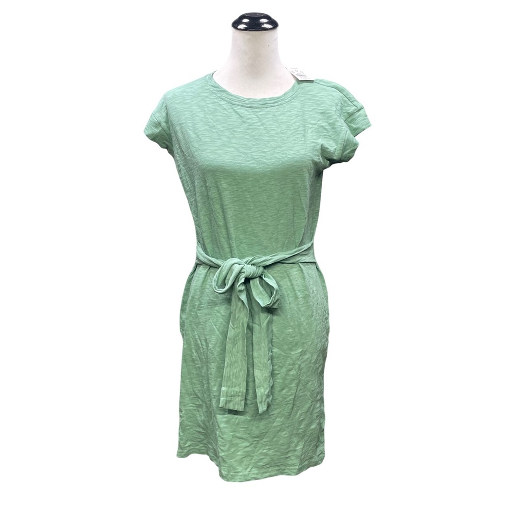 J.Crew T-Shirt Dress Womens XS Green NWT Slub Cotton Tie Waist Short Sleeve